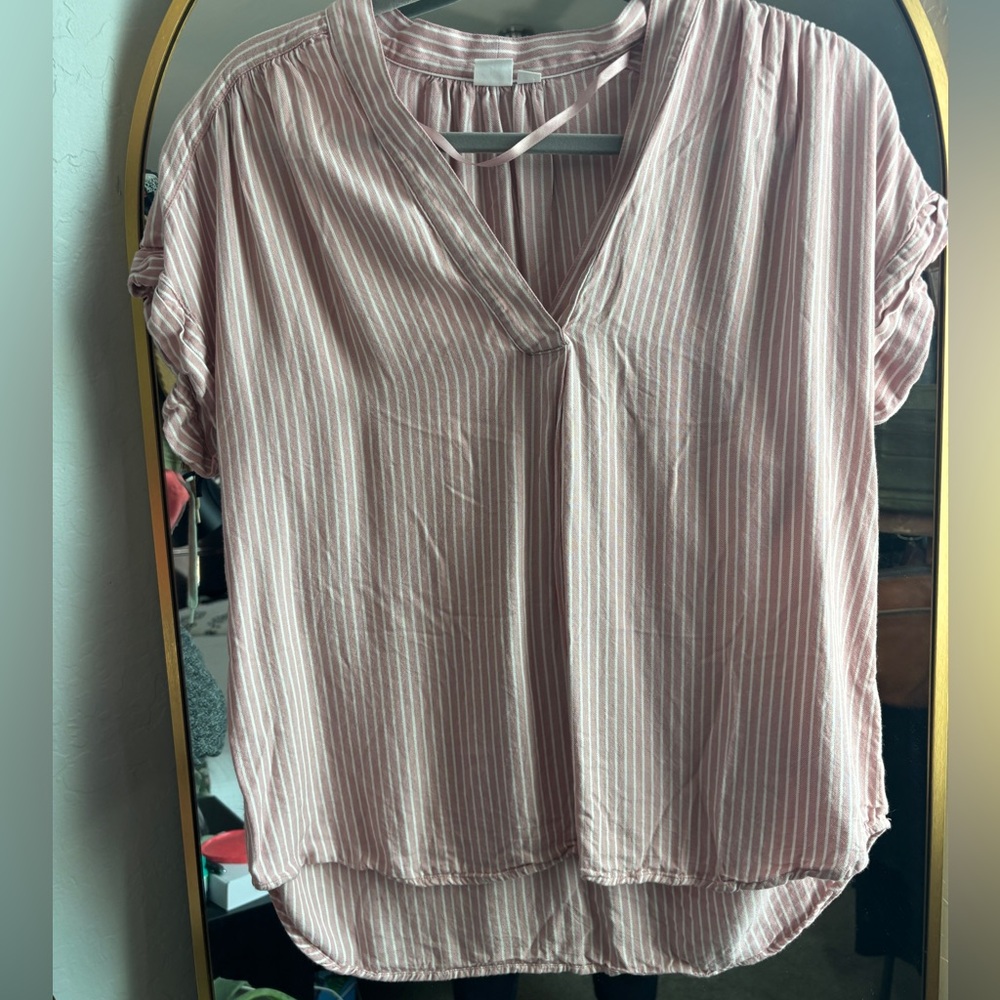 Pink and White striped blouse